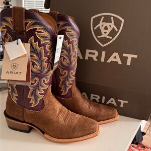 Ariat Men's Brown and Purple Western Boots